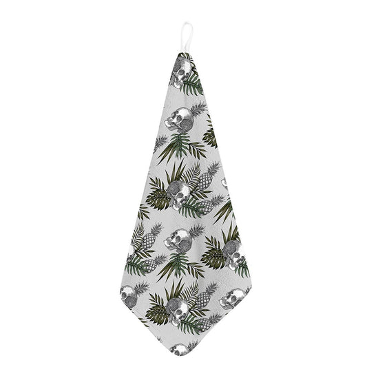 Tropical Pineapple Skull Pattern Print Hand Towel