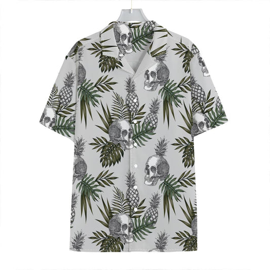 Tropical Pineapple Skull Pattern Print Hawaiian Shirt