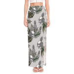 Tropical Pineapple Skull Pattern Print High Slit Maxi Skirt