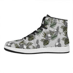 Tropical Pineapple Skull Pattern Print High Top Leather Sneakers