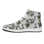 Tropical Pineapple Skull Pattern Print High Top Leather Sneakers