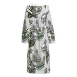 Tropical Pineapple Skull Pattern Print Hooded Bathrobe