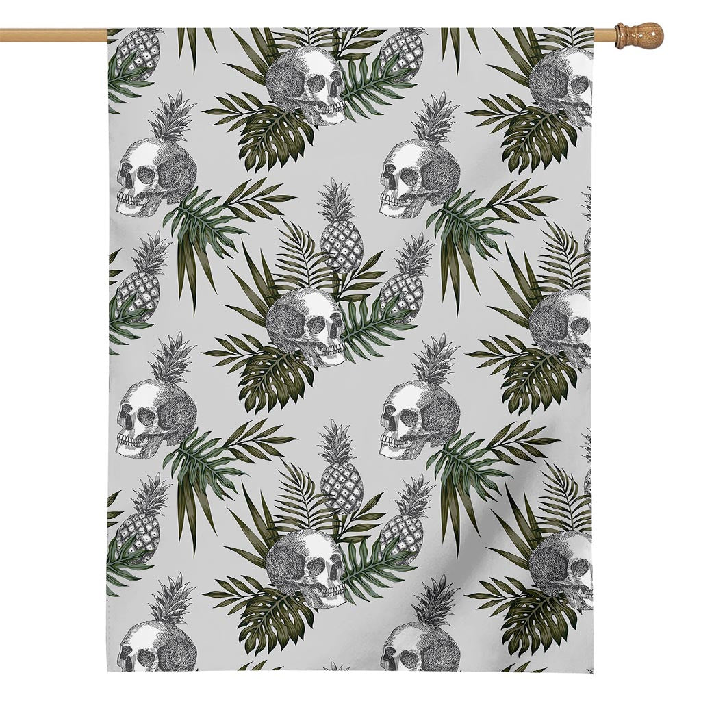 Tropical Pineapple Skull Pattern Print House Flag