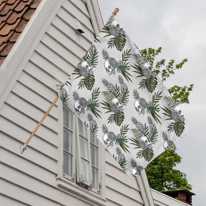 Tropical Pineapple Skull Pattern Print House Flag