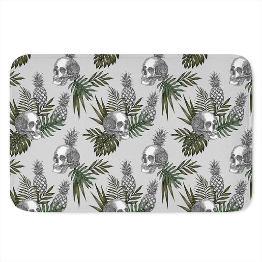 Tropical Pineapple Skull Pattern Print Indoor Door Mat
