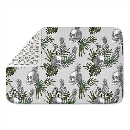 Tropical Pineapple Skull Pattern Print Indoor Door Mat
