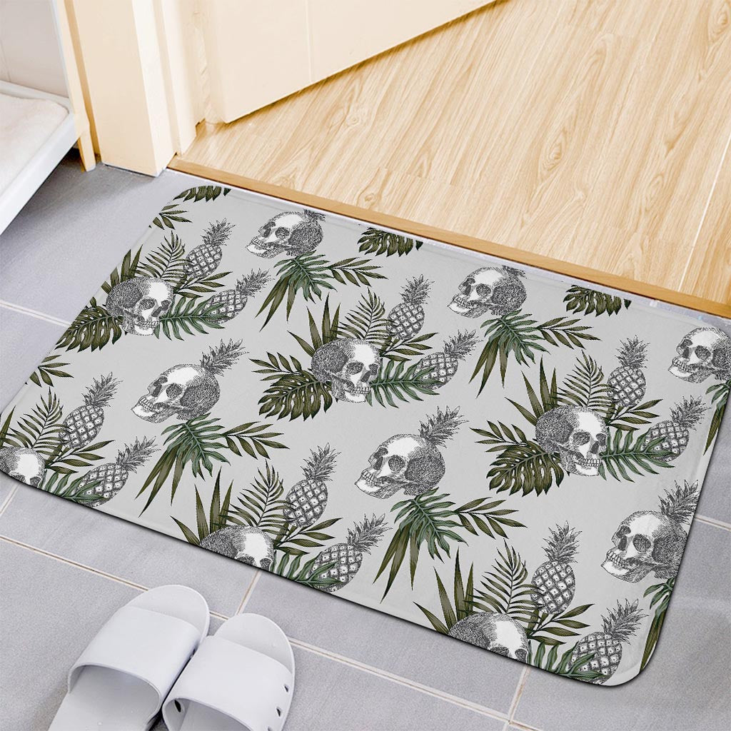 Tropical Pineapple Skull Pattern Print Indoor Door Mat