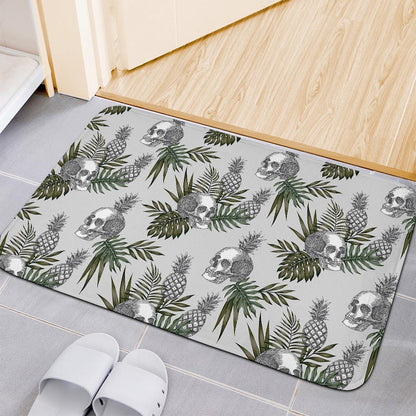 Tropical Pineapple Skull Pattern Print Indoor Door Mat