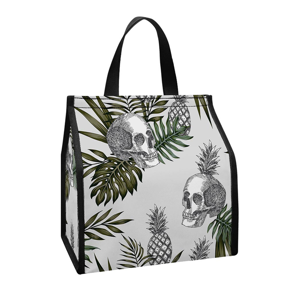 Tropical Pineapple Skull Pattern Print Insulated Lunch Tote