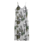 Tropical Pineapple Skull Pattern Print Jersey Midi Cami Dress
