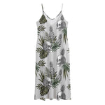 Tropical Pineapple Skull Pattern Print Jersey Midi Cami Dress