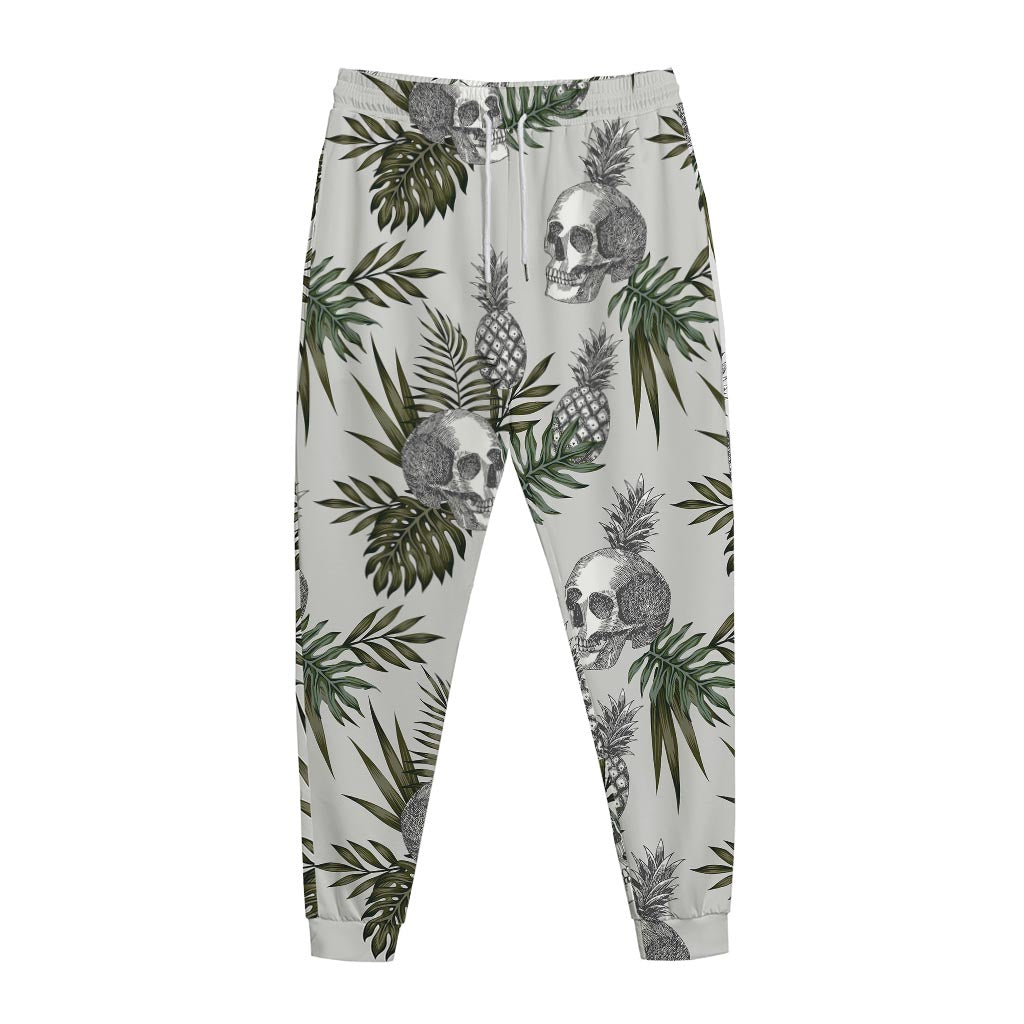 Tropical Pineapple Skull Pattern Print Jogger Pants