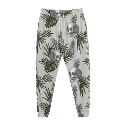 Tropical Pineapple Skull Pattern Print Jogger Pants