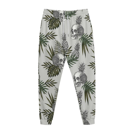 Tropical Pineapple Skull Pattern Print Jogger Pants