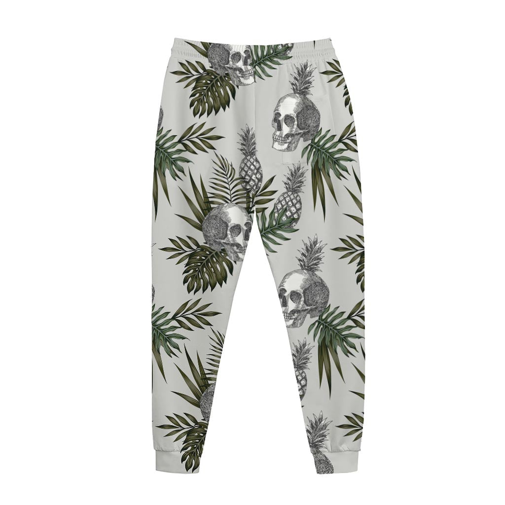 Tropical Pineapple Skull Pattern Print Jogger Pants