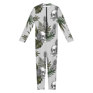 Tropical Pineapple Skull Pattern Print Jumpsuit