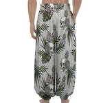 Tropical Pineapple Skull Pattern Print Lantern Pants
