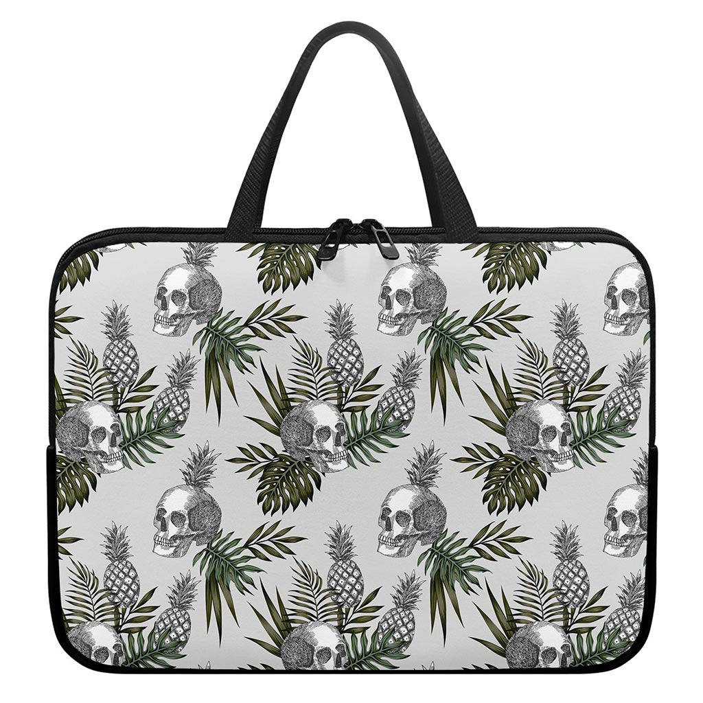 Tropical Pineapple Skull Pattern Print Laptop Sleeve With Handle