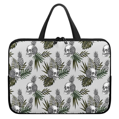 Tropical Pineapple Skull Pattern Print Laptop Sleeve With Handle