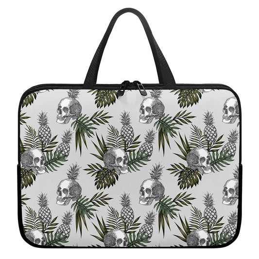 Tropical Pineapple Skull Pattern Print Laptop Sleeve With Handle