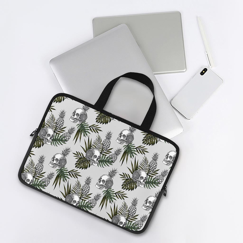 Tropical Pineapple Skull Pattern Print Laptop Sleeve With Handle
