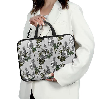 Tropical Pineapple Skull Pattern Print Laptop Sleeve With Handle
