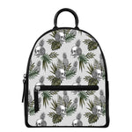 Tropical Pineapple Skull Pattern Print Leather Backpack