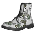 Tropical Pineapple Skull Pattern Print Lace-Up Boots