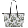 Tropical Pineapple Skull Pattern Print Leather Tote Bag With Zipper