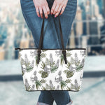Tropical Pineapple Skull Pattern Print Leather Tote Bag