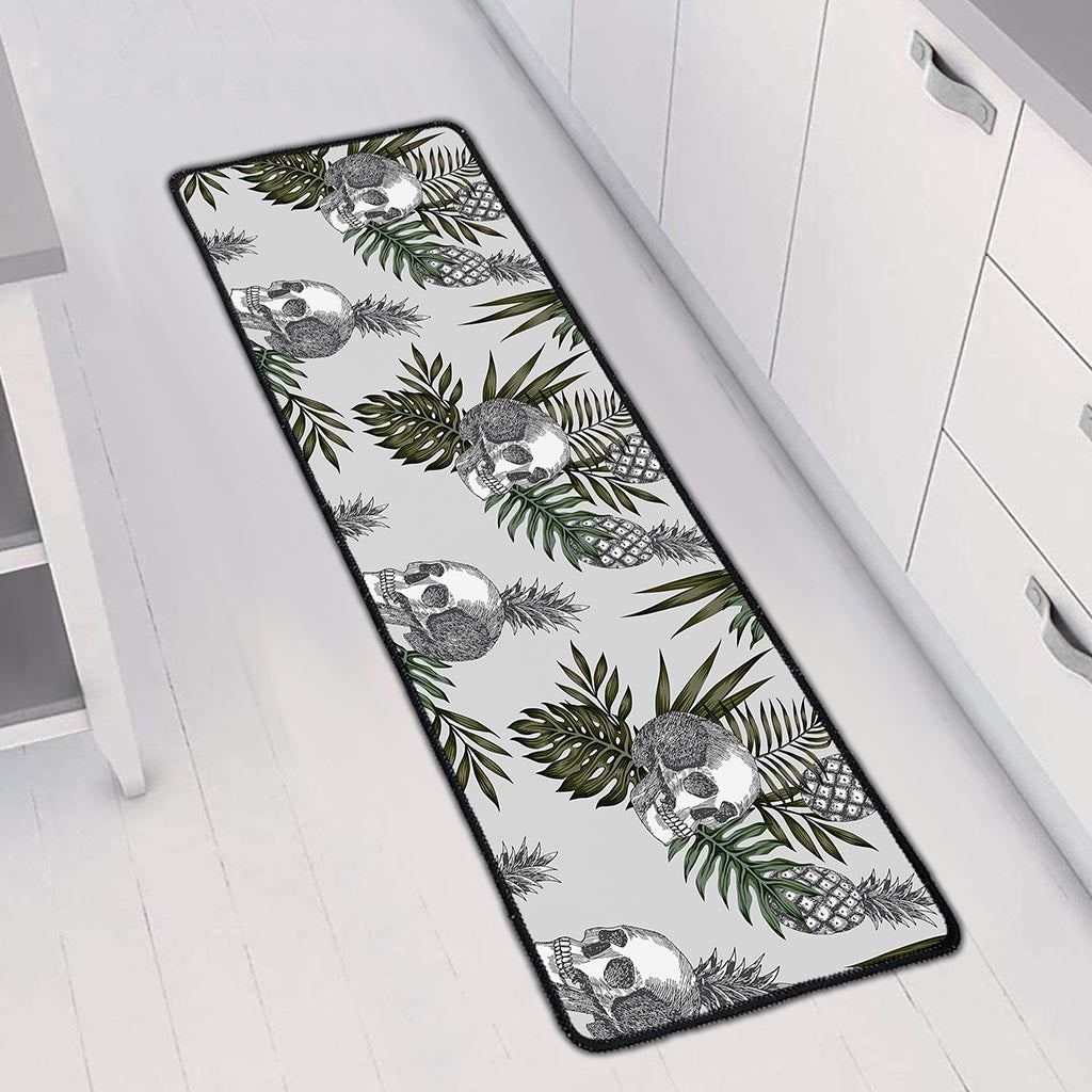 Tropical Pineapple Skull Pattern Print Long Kitchen Mat