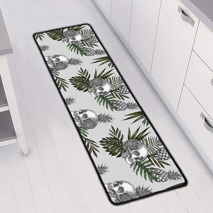 Tropical Pineapple Skull Pattern Print Long Kitchen Mat