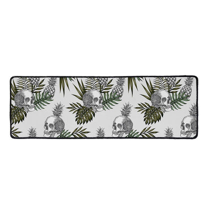 Tropical Pineapple Skull Pattern Print Long Kitchen Mat