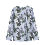 Tropical Pineapple Skull Pattern Print Long Sleeve Short Coat