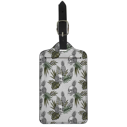 Tropical Pineapple Skull Pattern Print Luggage Tag