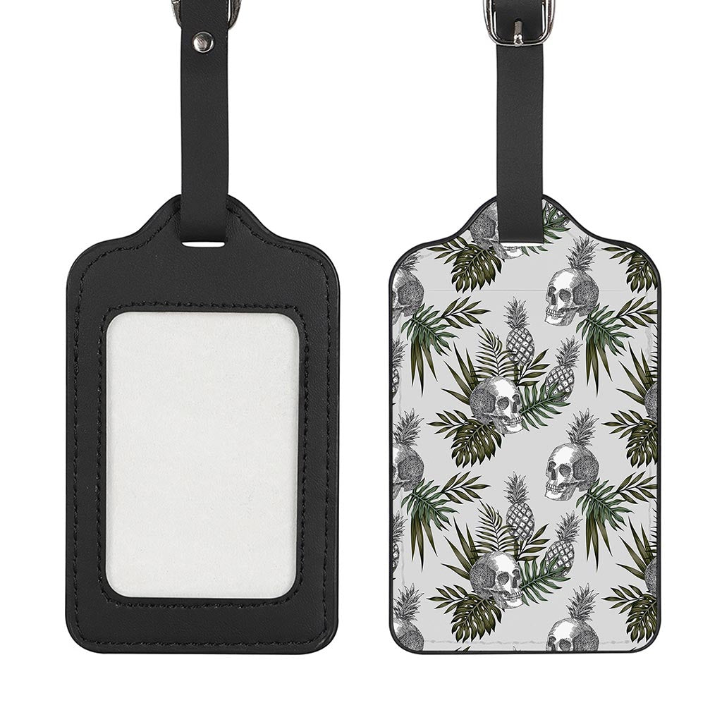 Tropical Pineapple Skull Pattern Print Luggage Tag