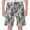 Tropical Pineapple Skull Pattern Print Men's Beach Shorts