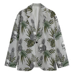 Tropical Pineapple Skull Pattern Print Men's Blazer