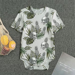 Tropical Pineapple Skull Pattern Print Men's Bodysuit