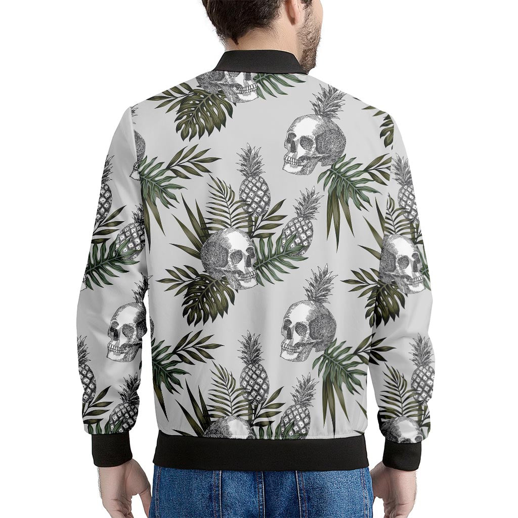 Tropical Pineapple Skull Pattern Print Men's Bomber Jacket