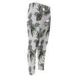 Tropical Pineapple Skull Pattern Print Men's Compression Pants