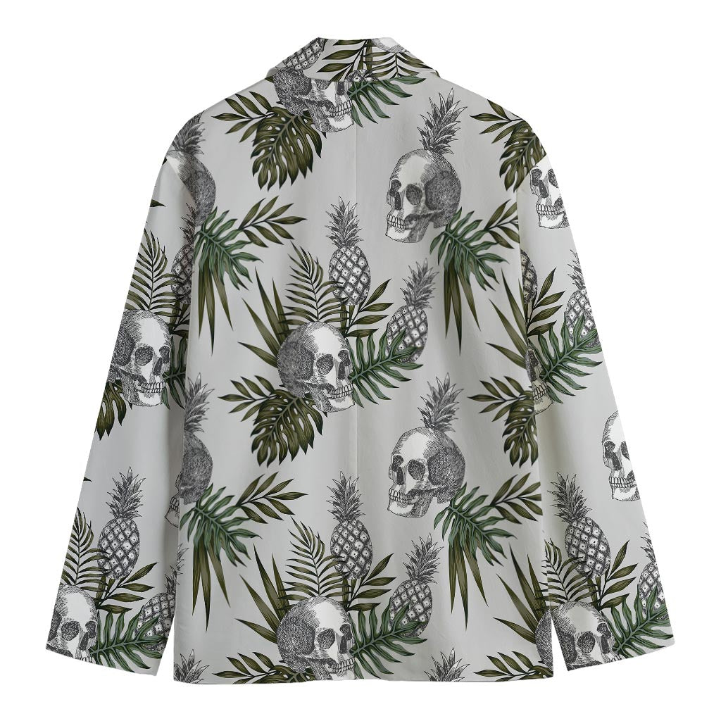 Tropical Pineapple Skull Pattern Print Men's Cotton Blazer
