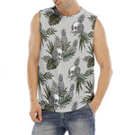 Tropical Pineapple Skull Pattern Print Men's Fitness Tank Top