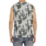 Tropical Pineapple Skull Pattern Print Men's Fitness Tank Top