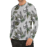Tropical Pineapple Skull Pattern Print Men's Long Sleeve Rash Guard