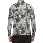Tropical Pineapple Skull Pattern Print Men's Long Sleeve Rash Guard