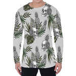 Tropical Pineapple Skull Pattern Print Men's Long Sleeve T-Shirt