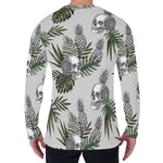 Tropical Pineapple Skull Pattern Print Men's Long Sleeve T-Shirt