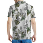 Tropical Pineapple Skull Pattern Print Men's Polo Shirt
