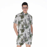 Tropical Pineapple Skull Pattern Print Men's Rompers